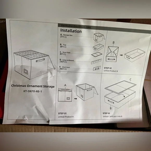 NIB FREE SHPG 2 Red Ornament Storage Boxes each holds 72 ornaments. - Picture 2 of 6